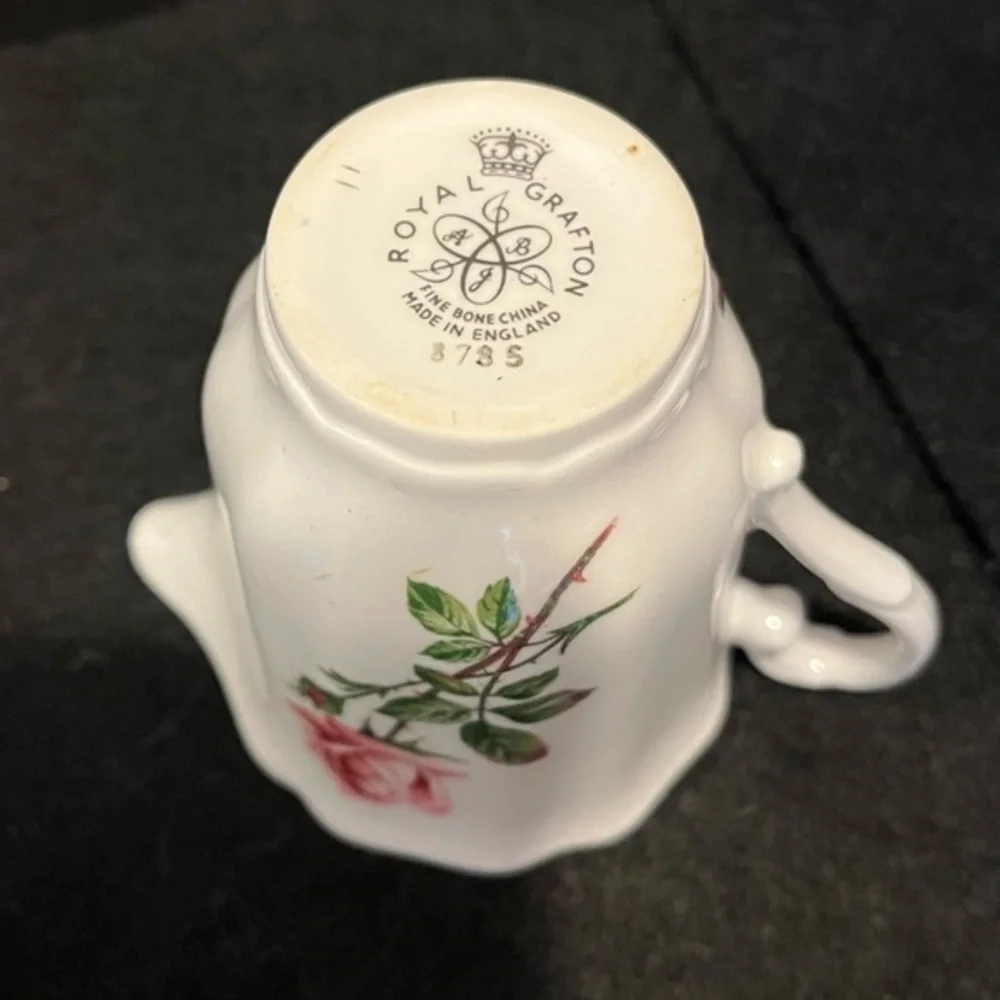 VTG Royal Grafton Fine Bone China Creamer Pink Roses Pattern Made in England